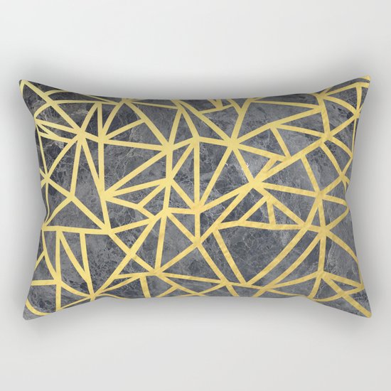 Ab Marb Gold Rectangular Pillow