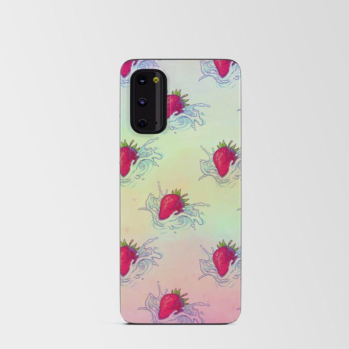 Graphic strawberry splash on watercolour background Android Card Case