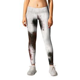 Bohemian Rust Cowhide Patch of Fur Painted with Brushstrokes Leggings