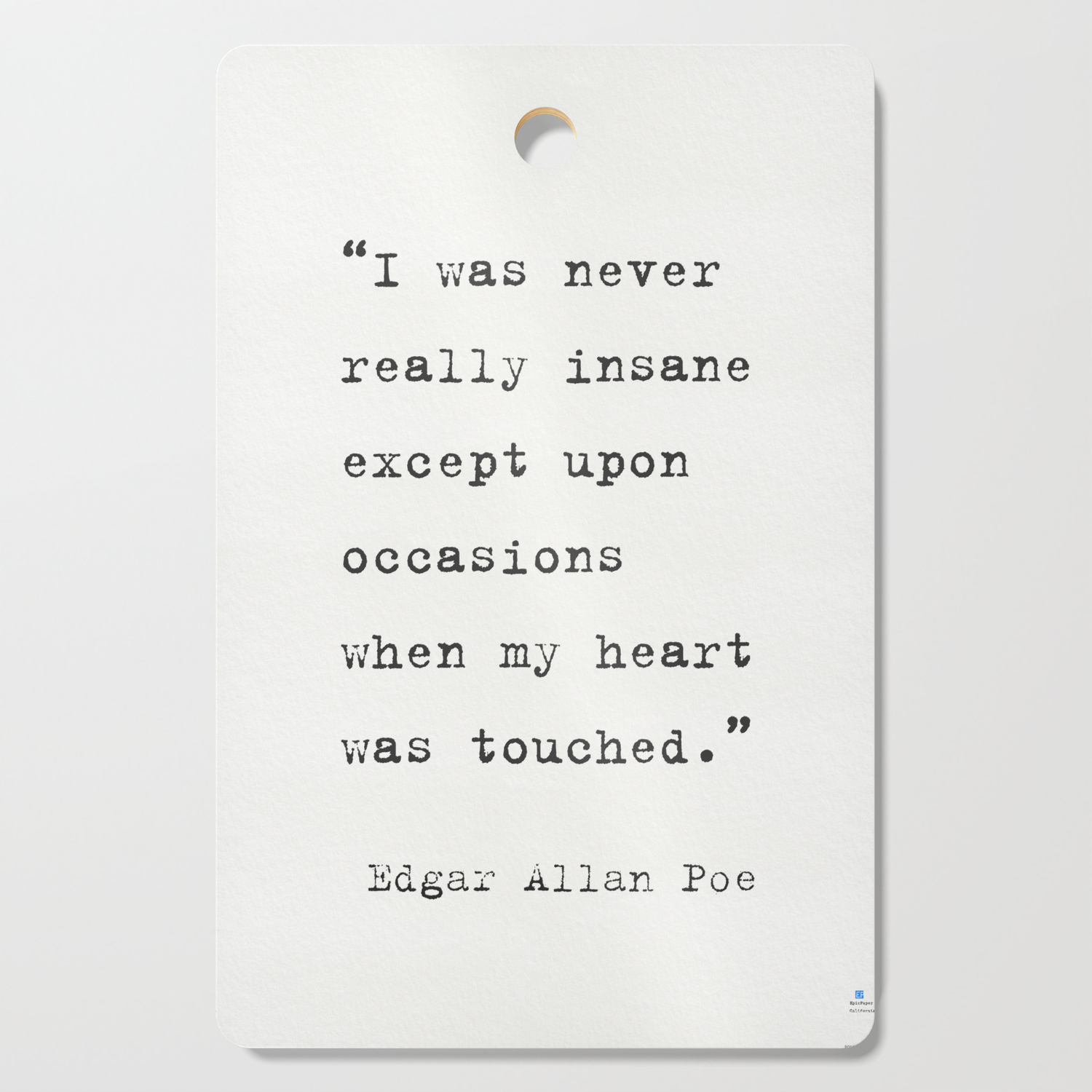 Edgar Allan Poe quote 9 Cutting Board by epic paper | Society6