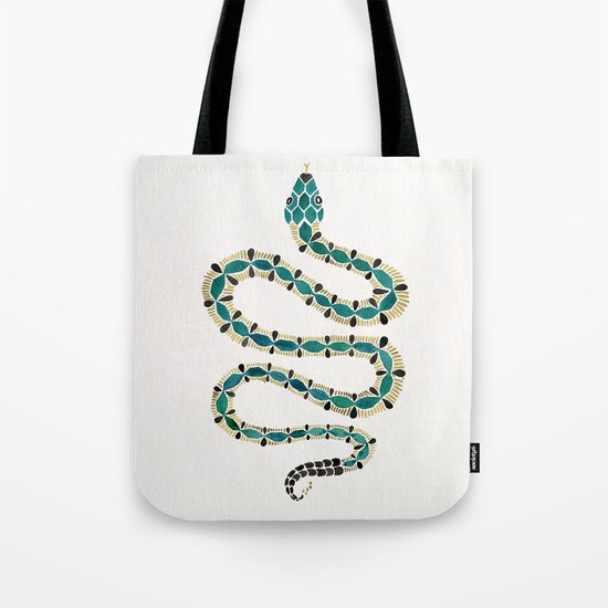 Emerald & Gold Serpent Tote Bag