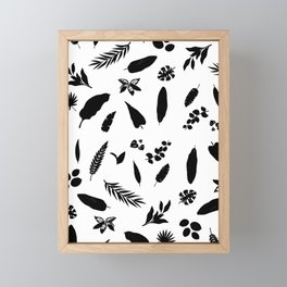 varied vegetation - black and white leaves Framed Mini Art Print