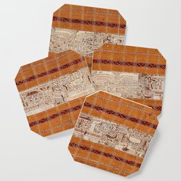 Tapis Lampong South Sumatra Indonesian Wrap for Woman Print Coaster | Oriental, Tribal, Indonesia, Persian, Goldthreads, Wrapforwoman, Silkandcotton, Tapis, Graphicdesign, Geometric 