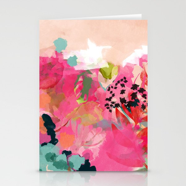 pink summer garden dream abstract Stationery Cards
