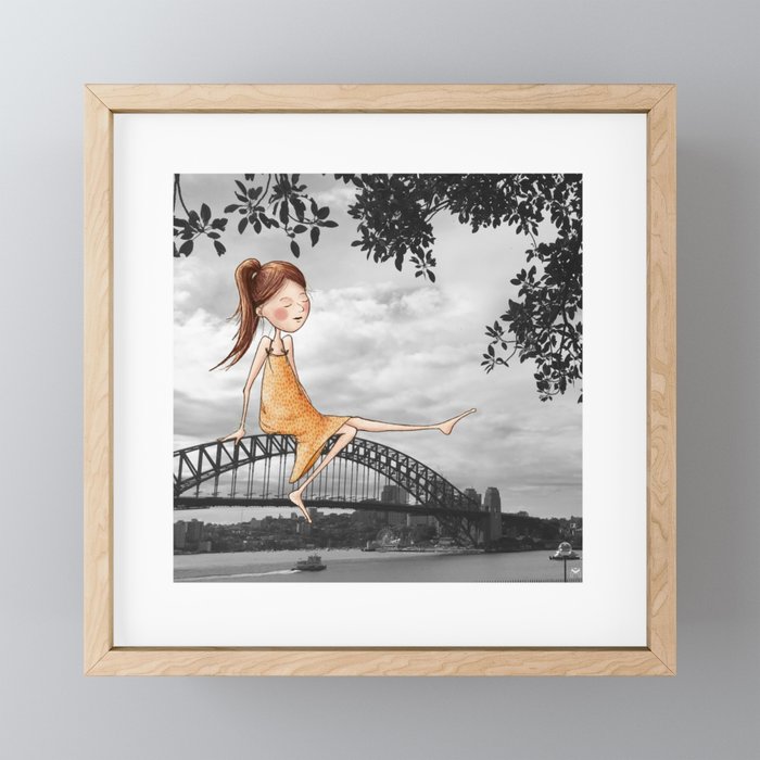 Sydney Love | Little Miss Mindfulness on Harbour Bridge Framed Mini Art Print