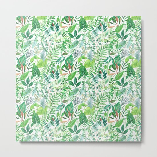 greenery watercolor pattern Metal Print
