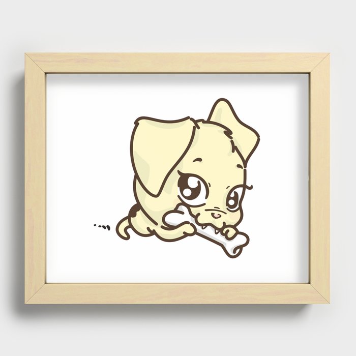 Happy Doggy With A Bone Recessed Framed Print