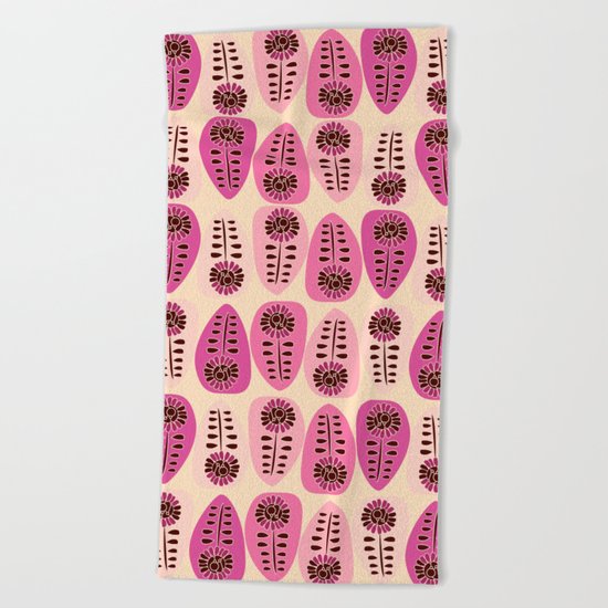 Floral teardrops Beach Towel