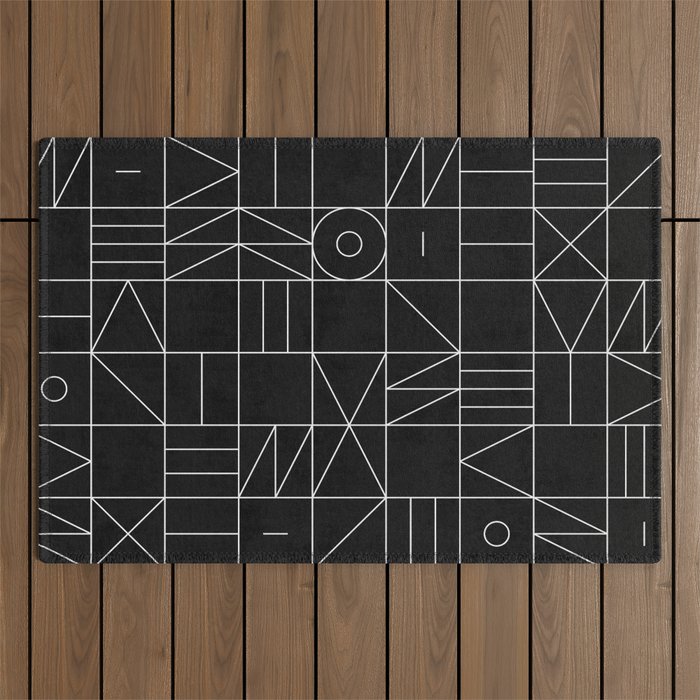 My Favorite Geometric Patterns No.9 - Black Outdoor Rug