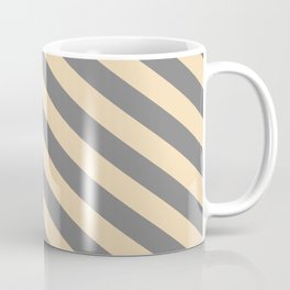 [ Thumbnail: Grey & Tan Colored Lines Pattern Coffee Mug ]