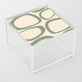 Mid Century Modern Funky Ovals Pattern Green and Cream Acrylic Box