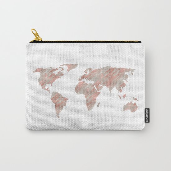 World Map Marble Rose Gold Carry-All Pouch
