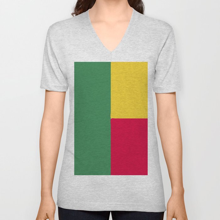 Benin flag emblem V Neck T Shirt