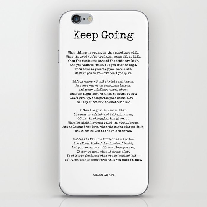 Keep Going - Edgar Guest Poem - Literature - Typewriter Print 1 iPhone Skin