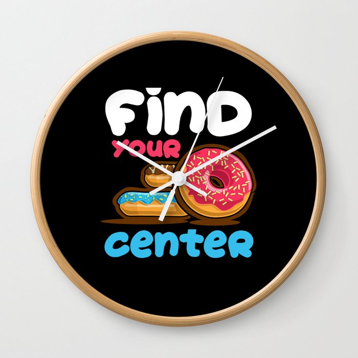 Find Your Center Rainbow Sprinkles Donut Yoga Pun Wall Clock