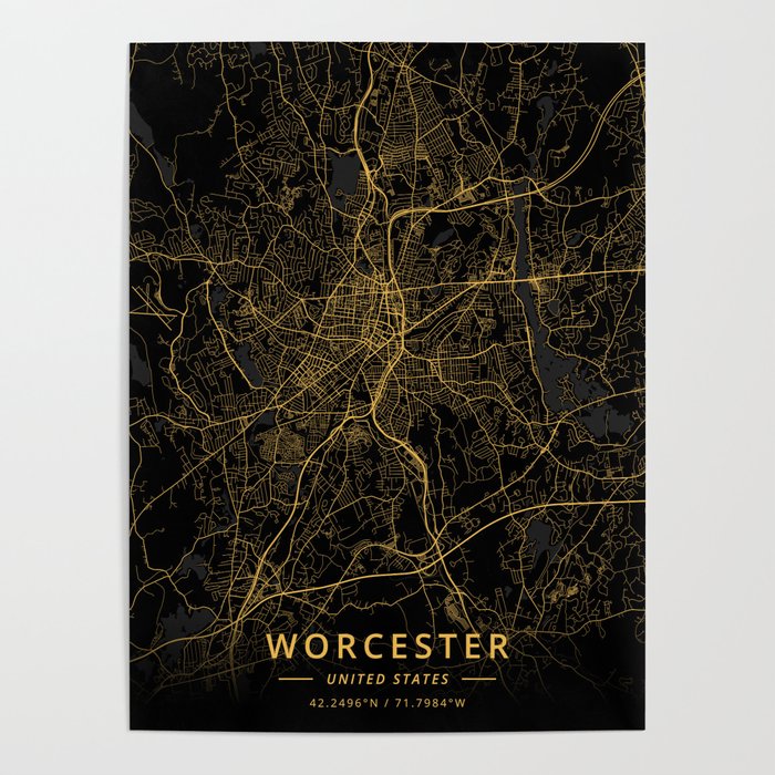 Worcester, United States - Gold Poster