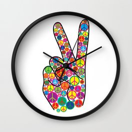 Cool Colorful Groovy Peace Sign and Symbols Wall Clock | Hope, Peacesign, Groovy, Hands, 60S, Peace, Symbols, Fingers, Signs, Sixties 