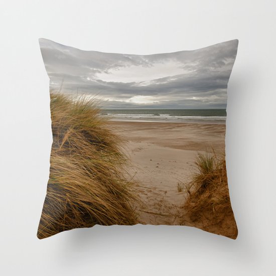 Bamburgh Beach Throw Pillow