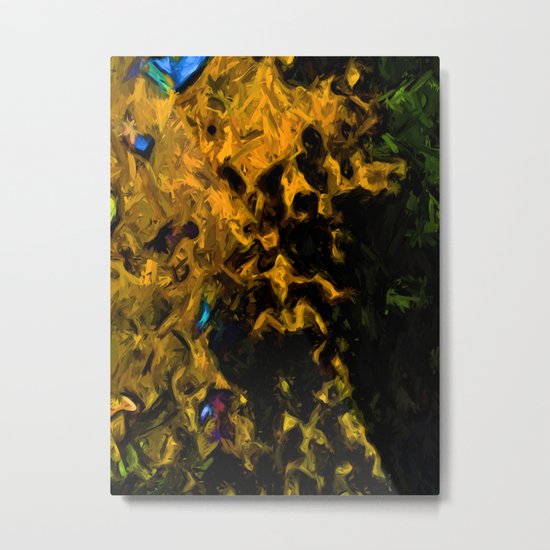 Gold Tree with Green Trees Metal Print