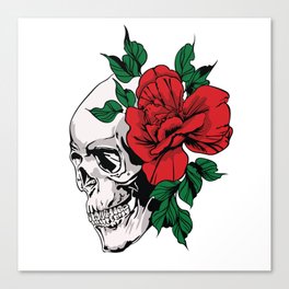 Dead Skull Girl Flower Canvas Print