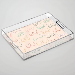 Pastel Boobs Drawing Acrylic Tray