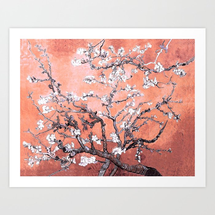 Van Gogh Almond Blossoms : Deep Peach Art & Decor Art Print
