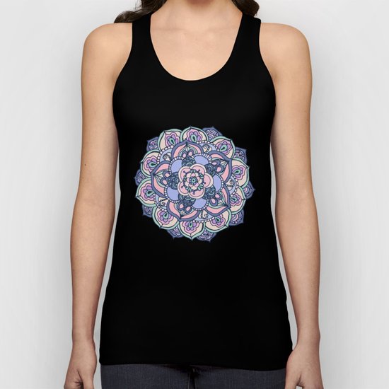 Aqua, Pink and Purple Doodled Pattern Unisex Tank Top
