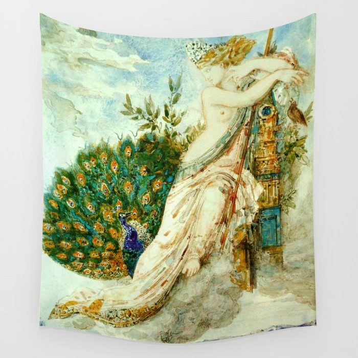 Gustave Moreau "The Peacock Complaining to Juno" Wall Tapestry