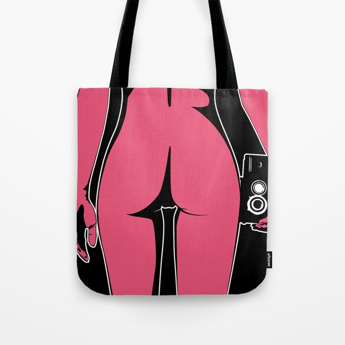Pop-art girl with camera Tote Bag