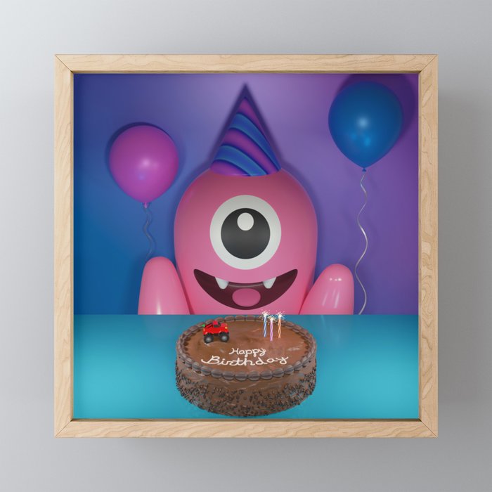 Little Monster Happy Birthday Framed Mini Art Print
