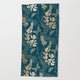 Exotic Florals and Butterflies Beach Towel