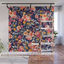 Navy Floral Wall Mural