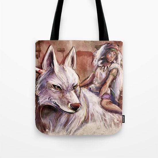 Miyazaki's Mononoke Hime - San and the Wolf TraDigital Painting Tote Bag