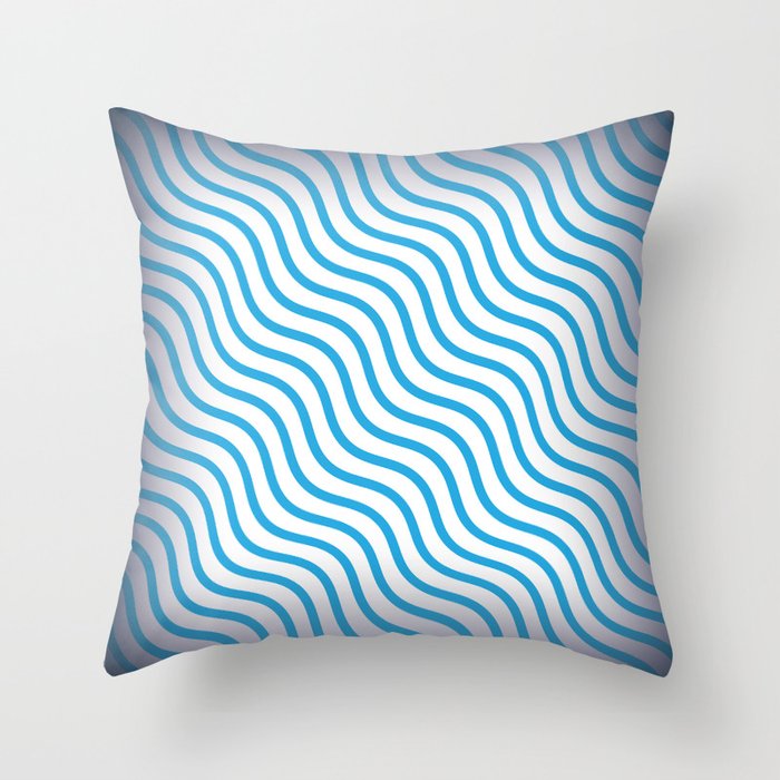 Wave lines - Blue Throw Pillow