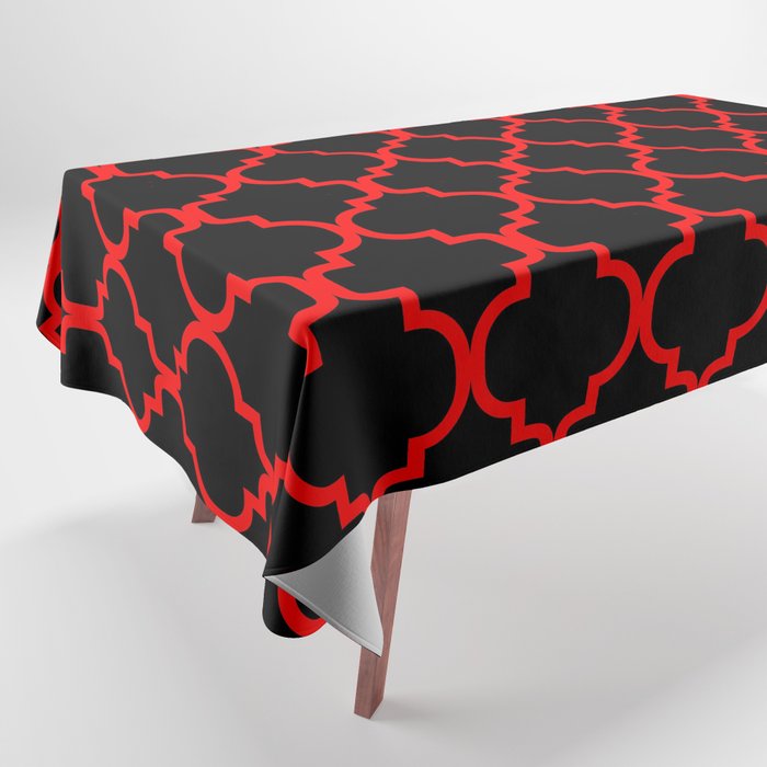 Moroccan Trellis (Red & Black Pattern) Tablecloth