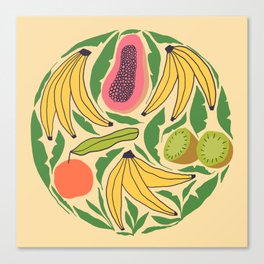 Tropical Fruits and Banana Leaves Canvas Print