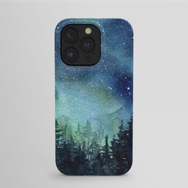 Galaxy Watercolor Aurora Borealis Painting iPhone Case