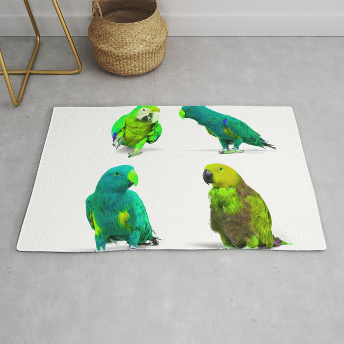 Adorable Parrot Bird Group Rug