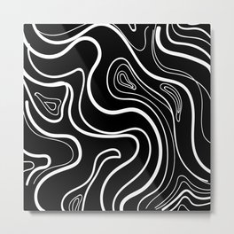 Geo Black topographic patterns Metal Print