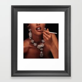 FINISH TOUCH | glitter collage art | sparkle diamonds | rich and fabulous | red lips | classic Framed Art Print