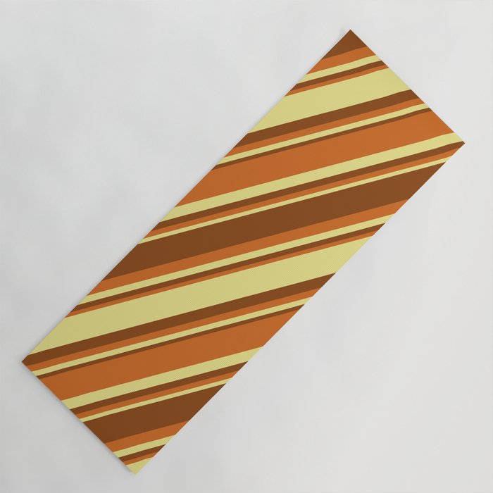 Brown, Chocolate & Tan Colored Stripes/Lines Pattern Yoga Mat