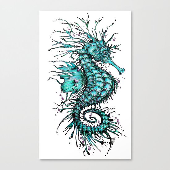 Cyan Seahorse Canvas Print