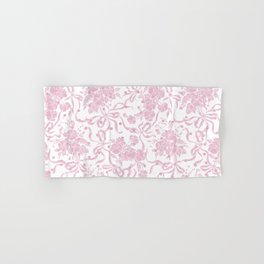 Vintage blush pink white bow floral polka dots Hand & Bath Towel
