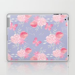 Pink morning. Floral pattern with butterflies. Laptop & iPad Skin