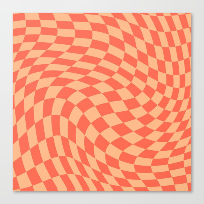 Orange yellow swirl checker var 2 Canvas Print