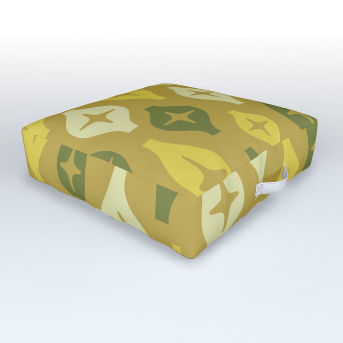 Floating Lanterns 635 Olive Green Yellow and Beige Outdoor Floor Cushion