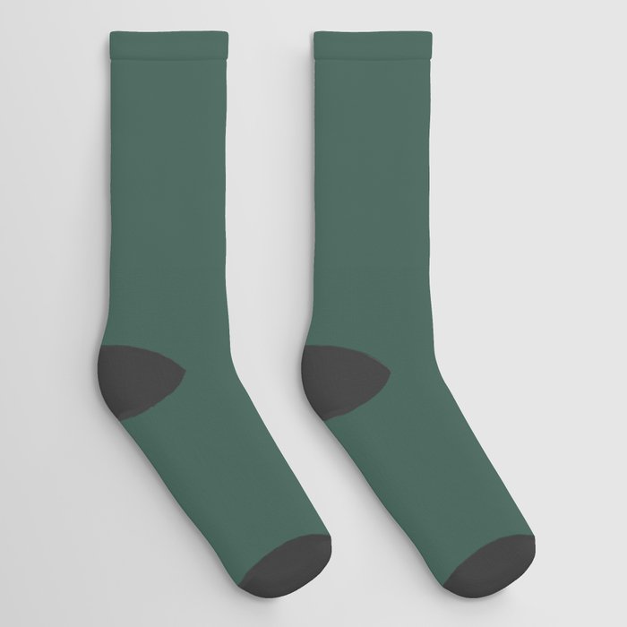 Dark Green Solid Color Pantone Hunter Green 19-5511 TCX Shades of Blue-green Hues Socks