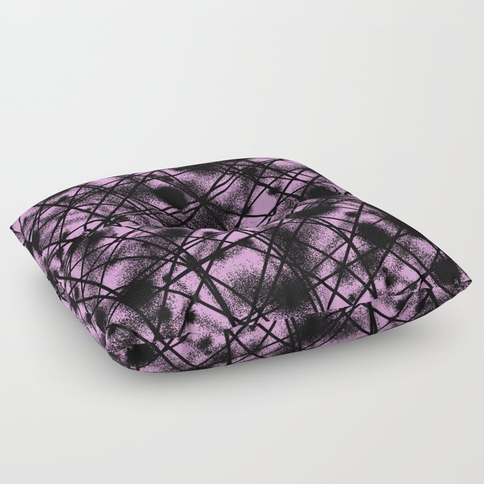 Web Of Lies - Black and pink conceptual, abstract, minimalistic artwork Floor Pillow