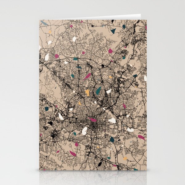 Raleigh, USA - City Map Terrazzo Collage Stationery Cards