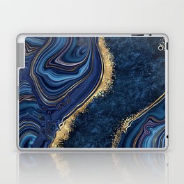 Midnight Blue + Gold Abstract Swirl Laptop Skin